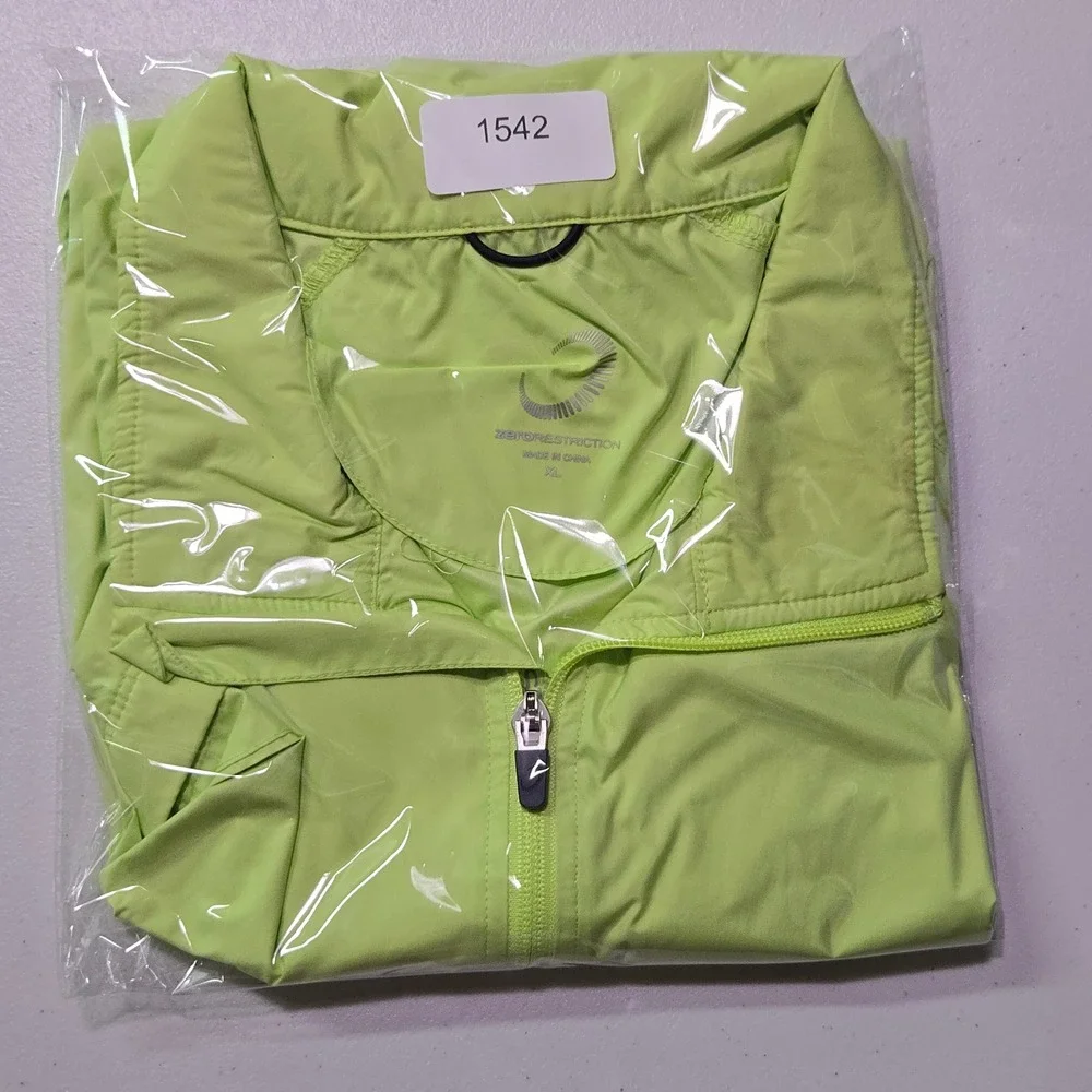 Zero Restriction Womens XL Short Sleeve Windbreaker Jacket Lime Green Golf Sport